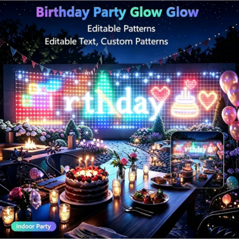Lighting Christmas Decor - Luzes de rede LED RGBIC para
